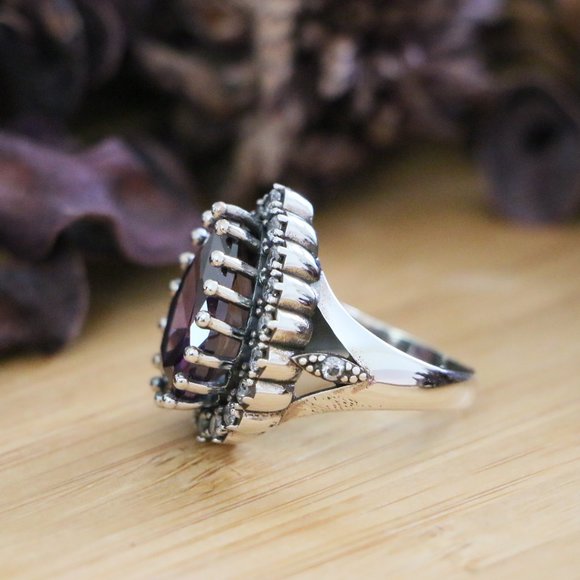 925 Sterling Silver, Purple Cubic Zirconia Stones - Picture 7 of 10